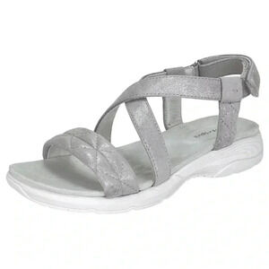 Easy Spirit Treasure 2 Silver Shimmer Womens Sandals Size 6.5M